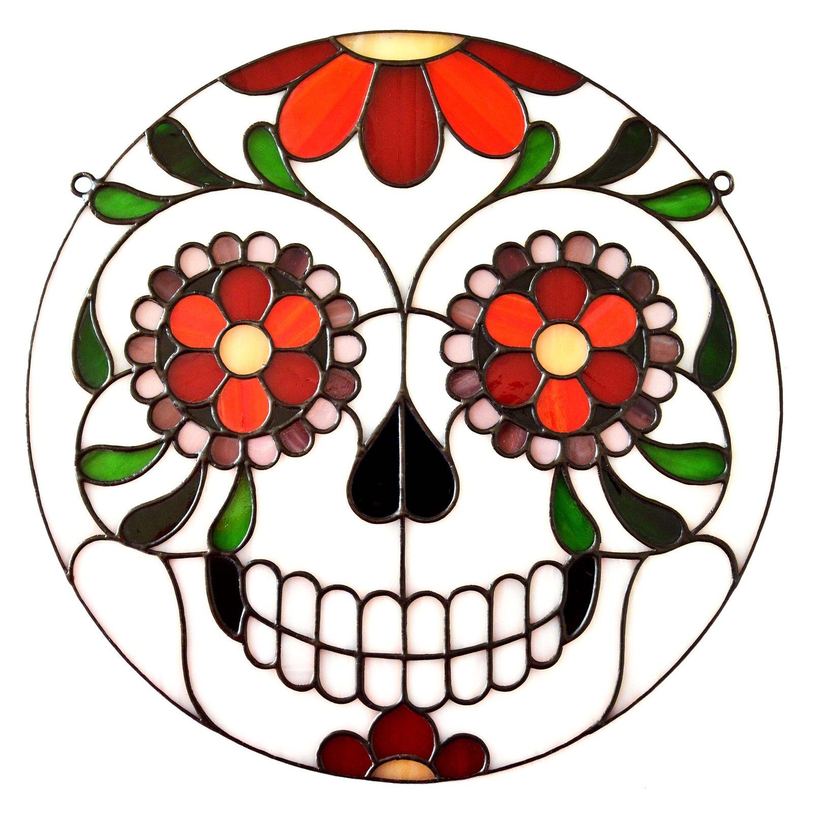 cara en vitral, con colores brillantes y vivos.