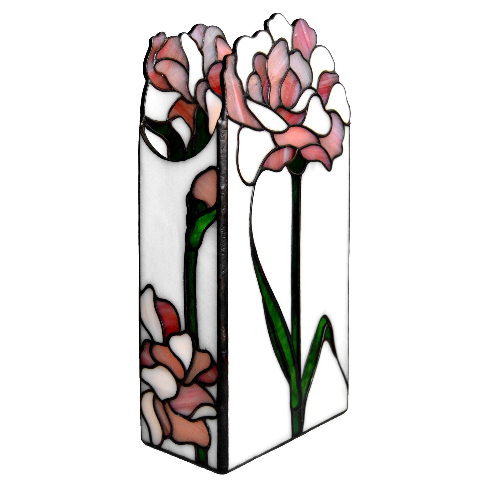 Un jarrón de vidrio soplado con formas curvilíneas y delicados detalles en relieve, irradiando una sensación de elegancia y sofisticación que realza cualquier arreglo floral que contenga.