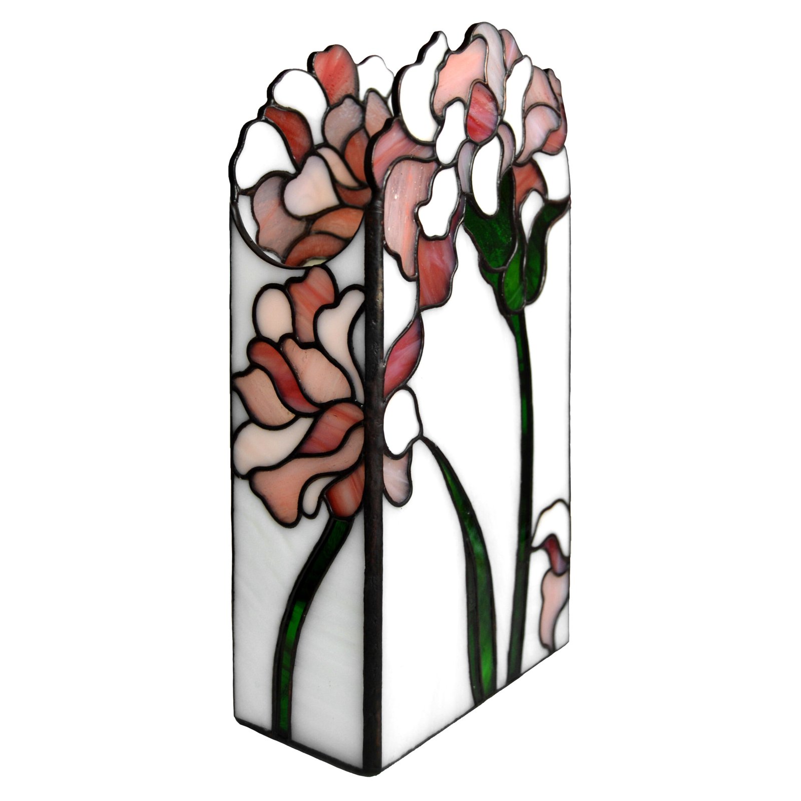 Un jarrón de vidrio soplado con formas curvilíneas y delicados detalles en relieve, irradiando una sensación de elegancia y sofisticación que realza cualquier arreglo floral que contenga.