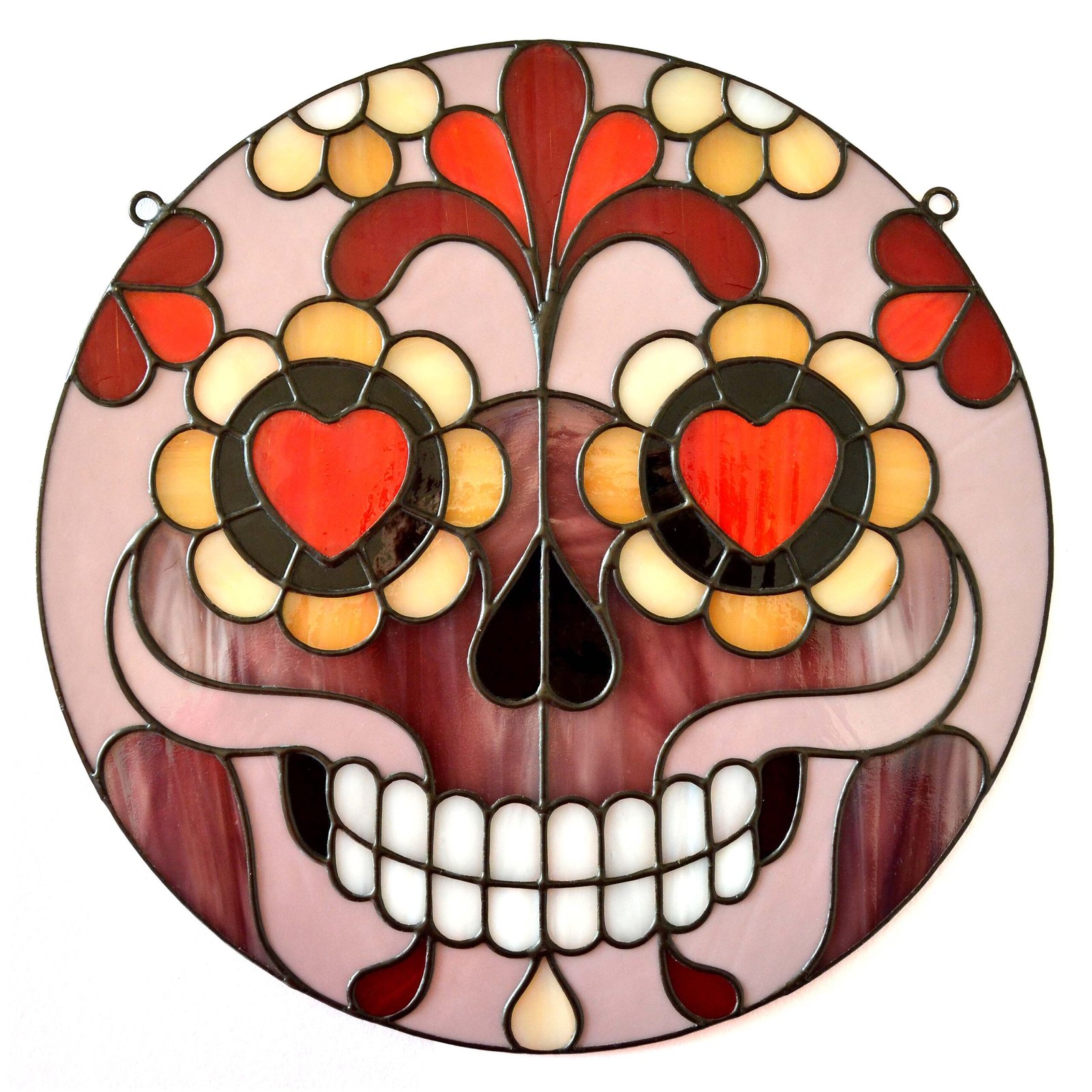 cara en vitral, con colores brillantes y vivos.