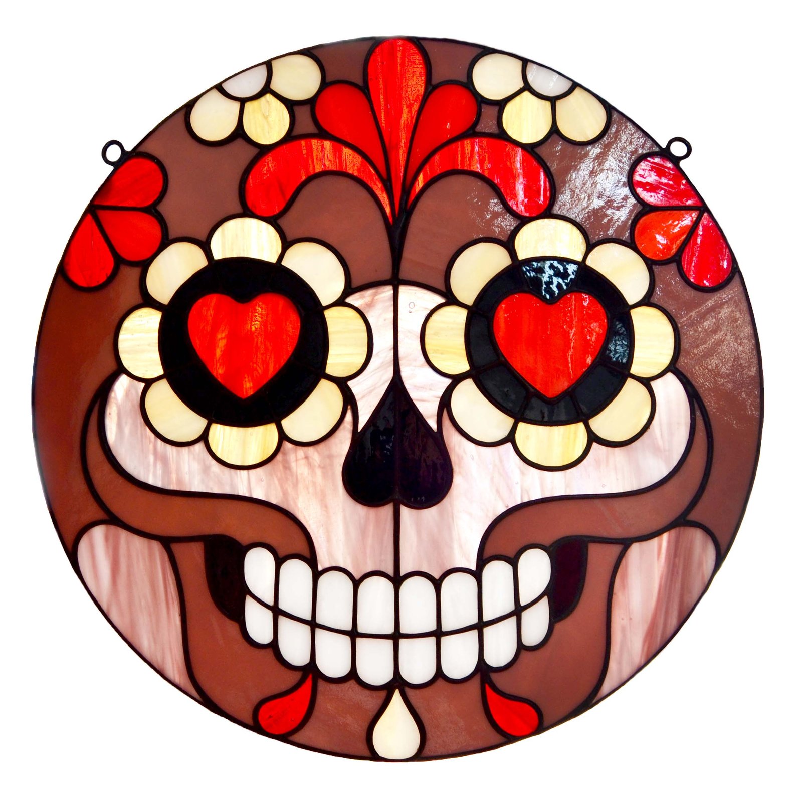 cara en vitral, con colores brillantes y vivos.